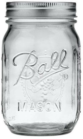 Ball Regular Mouth Glass Mason Jars with Lids and Bands, Used for Canning (Pint, 16 Ounce (Pack of 6))