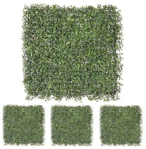 LOLAhome Jardín Vertical Artificial Estilo Boj Natural | 1 m2: 4 Paneles de 50x50 cm | PVC: 5 años protección UV | Realista y Elegante, Fácil instalación | para Interior y Exterior | Jardín Vertical