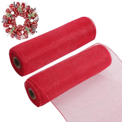 GORGECRAFT 2 Rotoli di Nastro A Rete Decorativa da 10 Iarde e 26cm per Capodanno San Valentino Rosso Decorativo per Ghirlande Festoni Fiori da Matrimonio Confezioni Natalizie Decorazioni per Feste