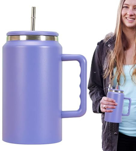 50 Oz Becher mit Henkel - Becher mit Strohhalm-Griff, Becher für Getränke mit Fassungsvermögen,Isolierbecher mit hoher Kapazität und Deckel und Griff. Isolierter Becher, der für Heißwassergeträn