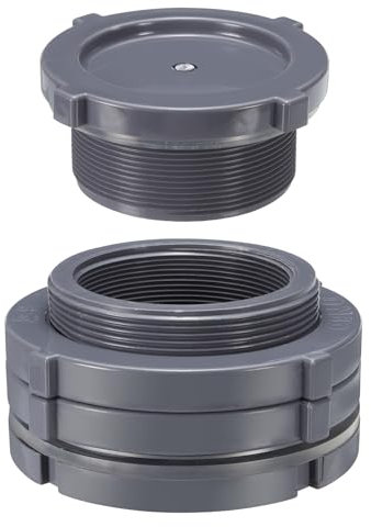 PATIKIL Raccordo Passaparete in PVC con Tappo NPT 3, Connettore per Serbatoio d'Acqua con Guarnizione in Silicone Raccordo per Tubo da Giardino con Tappo Pioggia, Acquari, Grigio