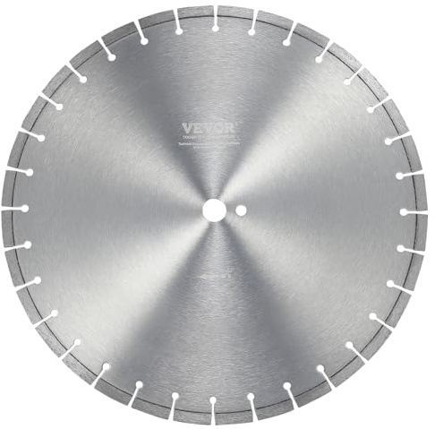 VEVOR Diamond Blade, 18inch/450mm Concrete Saw Blade Wet or Dry, 0.47inch/12mm Flat Teeth Diamond Segment Blade, Universal 1 inch/25.4 mm Center Hole Diameter, for Concrete Cement Board Tile Brick