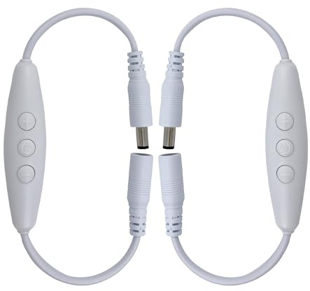Clearhill Interruttore Dimmer DC 5521 Maschio-Femmina, Controllo Remoto, 6 Velocità, ON-OFF, Dimmer Continuo, 2A, Cavo 22AWG, Spegnimento Ritardato 60s, Luci LED 12V (Bianco)