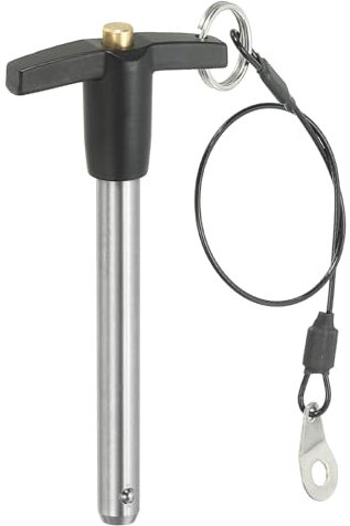 PATIKIL Pinze Blocco a Maniglia a T 2/5 x 2.76 (10 x 70mm), Perno a Sgancio Rapido, Perni Posizionamento Sicurezza Acciaio Inossidabile 304 con Pulsante, Cavo con Cordino da 25 Cm