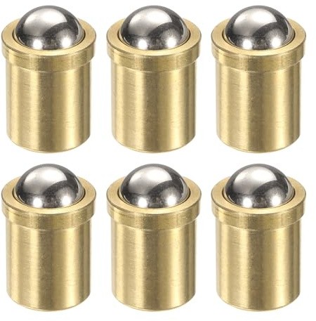 sourcing map 6 stantuffi a molla a sfera in ottone 12 x 16 mm con perline di posizionamento di precisione a molla a sfera stantuffi a sfera fermo per porte, armadietti, dispositivi meccanici, morsetti