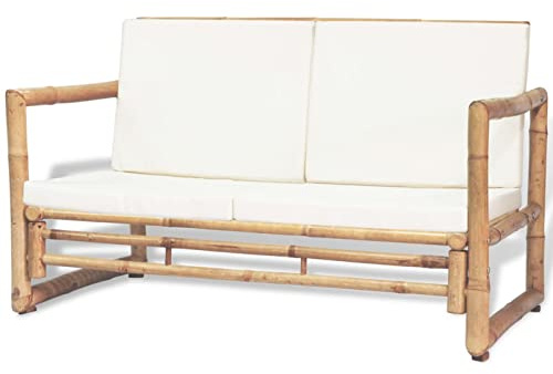 Xichuzi 2-Sitzer Gartensofa mit Polstern, Lounge Sofa Outdoor, Garten Loungemöbel, Gartensofa, Gartenlounge, Balkon Set Möbel, Bambus