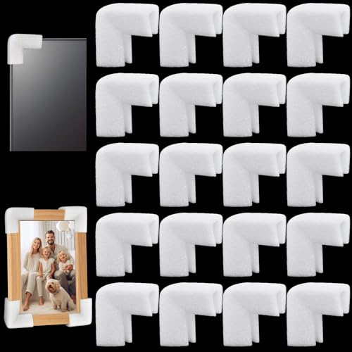 Akamino 20 Pcs Foam Corner Protectors, L-Shaped Corner Cushion Guards for Shipping Moving, Mirror TV Frame Edge Protection Bumper for Furniture Corner Table, Fragile Artwork