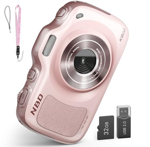 NBD Cámara Digital Compacta 64MP 4K, Zoom 16x Ultra Ligera 120g Pantalla IPS 2.8 16 Filtros Compatible 256GB Cámara para Vlogs para Principiantes (Rosa)