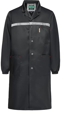 Yukirtiq Blouse de Travail Atelier Industrie Veste Manches Longues à Boutons Col Chevalier Blouse Manteau Travaux Pratique Lycée, Noir, XXL