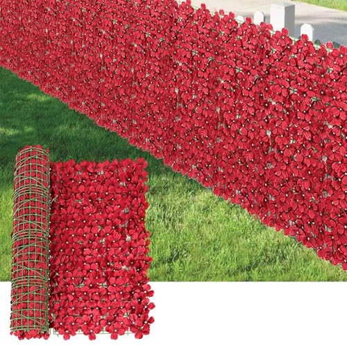 Brise-vue en lierre artificiel - 100 x 50 cm - Couverture murale pour extérieur, terrasse, balcon - Résistant aux UV - Rouge
