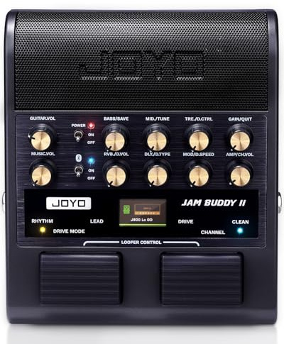 JOYO Amplificador Combo de Guitarra, 10 W, portátil, con pedal de efectos múltiple – 14 modelos de amplificación, ecualizador de 3 bandas, 36 ritmos y looper, grabación OTG, Bluetooth (Jam Buddy II