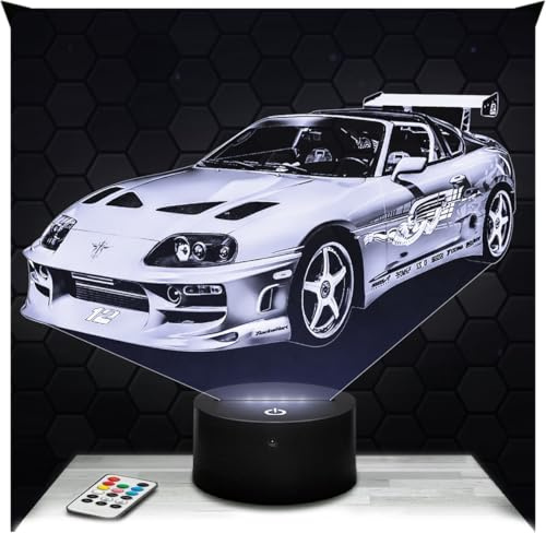 Lampephoto.fr - 3D Lamp Supra F. Furious Japanese Automobile Car, Touch LED Night Light, 3D Hologram Effect, Christmas Birthday Gift Idea for Men, Bedroom Decoration Object
