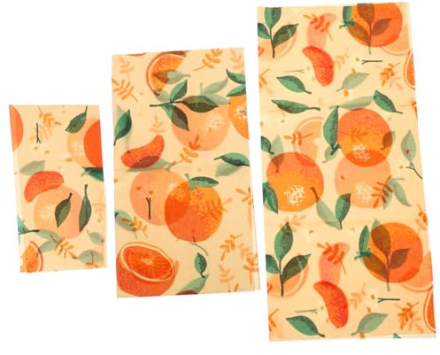 FONDOTIN 3 Hojas Paños de Cera de Abeja Ecológicos Reutilizables para Conservación de Alimentos Preservación Natural y Sostenible Alternativa Film Plástico Mantiene Frescura de Días