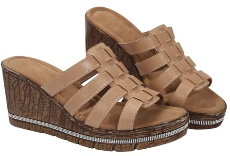 Cocila Ciabatte Donna Estive Ortopediche Pelle Anatomiche Sandali Pantofole Scarpe da Spiaggia con Suola Spessa E in Pan di Spagna, Romani Sandalo Infradito Eleganti Casa Ciabatte-Donna- Aperte