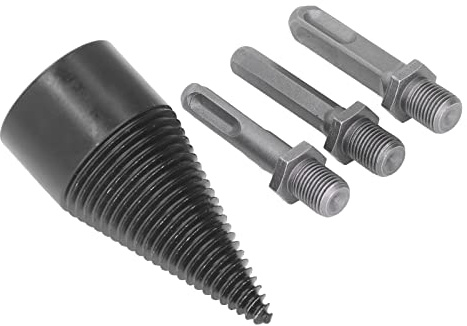 lyrlody Punta per Legna da Ardere Punta da Trapano per Spaccalegna in Acciaio al Carbonio da Trapano per Legno Conica da 92 Mm con 3 Gambi Rimovibili Rivestiti in Ti per Trapani Elettrici (42MM)