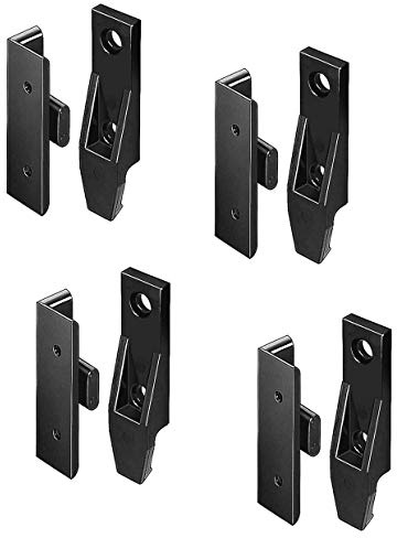 Gedotec Einhängebeschlag Kusanke AD 15 Platten- und Winkelteil | Einhänge-Verbinder zum Schrauben | Möbelverbinder Kunststoff schwarz | Korpusverbinder für häufig auszuhängende Paneele | 4 Set