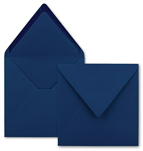 75x Quadratische Briefumschläge in Dunkelblau (Blau) - 15,5 x 15,5 cm - ohne Fenster, mit Nassklebung - 110 g/m² - Für Einladungskarten zu Hochzeit, Geburtstag und mehr - Serie FarbenFroh