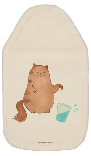 Mr. & Mrs. Panda Wärmflasche Katze Wasserglas - Geschenk, Wärmflaschenbezug, Katzenliebhaber, Katzendeko, Wärmekissen, Kater, Kinderwärmflasche,
