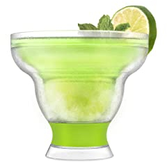 Host Freeze Stemless Margarita Glasses Double Walled Insulated Gel Chiller Plastic Margarita Cups - Frozen Cocktail Glass, Set of 1, 12 oz, Green