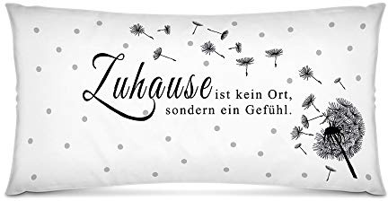 Print Royal XXL-Deko-Kissen mit Spruch Zuhause ist kein Ort - 80 x 40 cm/Geschenk-Idee/Wohnen/Dekoration/Familie/Kopf-Kissen - inkl. Kissenfüllung