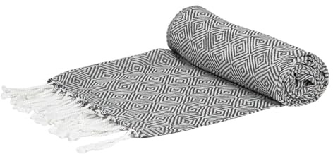 Nicola Spring Turkish Cotton Bath Towel - 172 x 90cm - Dark Grey - Pack of 1 - Lightweight & Absorbent Large Adults Drying Chevron Beach Towel Bathroom Gym Cloth Sauna Hammam Shower Sheet