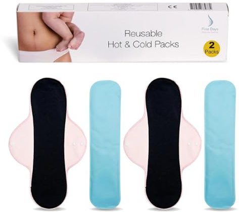 First Days Maternity wiederverwendbare Wärme- und Kältepackungen für die Genesung nach der Geburt, Dammschnitt, Hämorrhoiden, Prellungen und mehr, als Babyparty-Geschenk, 2 Stück