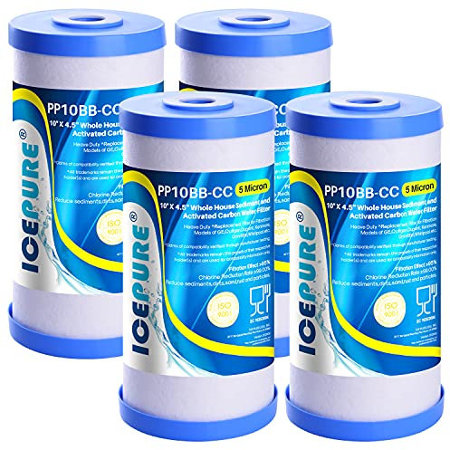 ICEPURE 5 Micron 10 x 4.5 Whole House Sediment and Carbon Filter 4 Pack