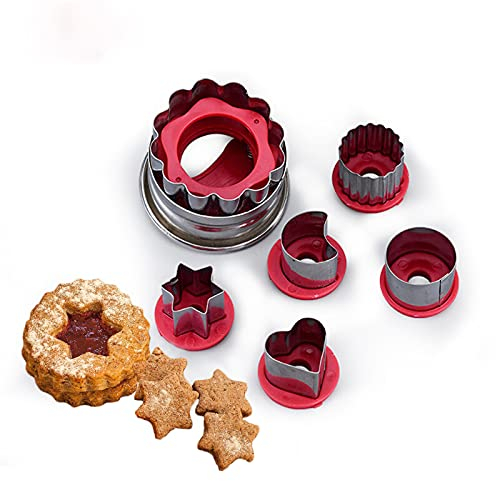 Lot de 6 Emporte Pièces Linzer Noël Cookie Cutters, Emporte Piece Moule à Biscuits Patisserie pour Cookies Décoration de Gâteaux, Mini Découpeurs de Sandwich en Acier Inoxydable pour Biscuits