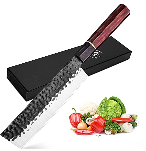 Golden Bird Coltello Nakiri Coltello da Cucina Professionale 31,9 cm Coltello per Verdure Affilato Forgiato a Mano ad Alto Tenore di Carbonio Coltello da Chef Multiuso per Casa e Ristorante