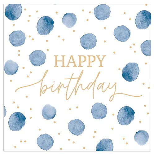 ARTEBENE Serviette Papierserviette Punkte Tissue Aquarellpunkte Dots | 20 Stück | 33x33cm | 3-lagig | Hochwertige Servietten für Feiern, Geburtstage, Kaffee und Kuchen Blau