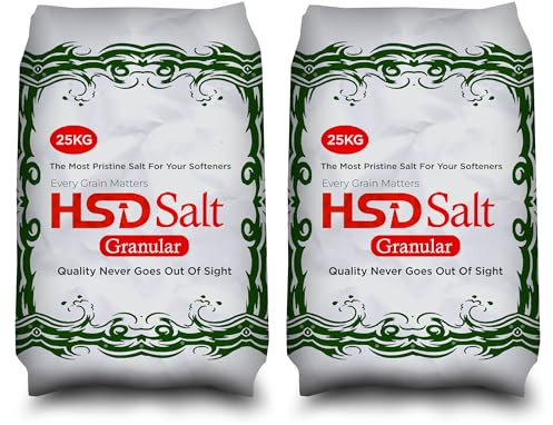 HSD salt Granular 25kg Water Softener Best For Laundry Kitchen Dish Washing | Compatible to All Water Softener Machines | Premium Quality | Food Grade 100% Genuine British Salt, 2 Pack