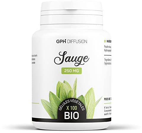 Sauge feuille biologique | 690 mg/jour | Salvia officinalis | Sans Additifs | 100 Gélules Végétales