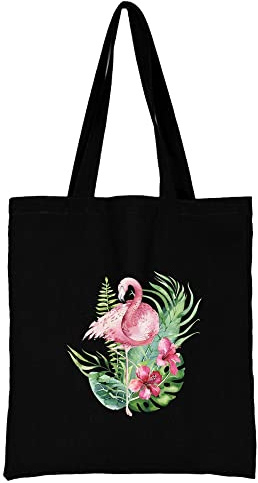 Flamingo Printed Canvas reusable grocery bags, Foldable Casual Travel HandBag, Shoulder Beach Tote Bags, Shopper bag eco friendly super strong washable Storage bags Shopping bag Canvas bag for Women