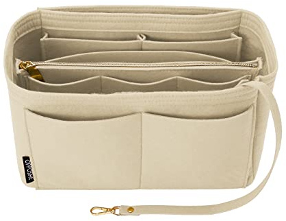 OPPOSHE Purse Organizer Insert for Handbags, Softened Felt Bag Insert Organizer for Tote, Compatible with LV, Coach, MK, Kate Spade, Goyard, Longchamp (Beige, Large)