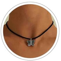 Atentuyi Collier Ras Du Cou Papillon Boho Collier Ras Du Cou En Daim Noir Collier En Velours Chaîne Courte En Cuir Collier Pendentif Argenté Pour Femmes Et Adolescentes Bijoux De Tous Les Jours