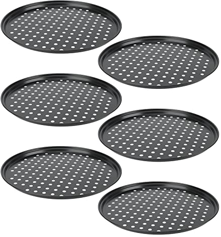 MANCHAP 6 PCS 12 Inch Pizza Tray, 32cm Non-Stick Pizza Pans with Holes, Round Pizza Crisper Pan Perforated Oven Tray for Restaurant Baking