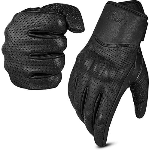 aaasportx Motorrad Handschuhe Herr Leder mit Touchscreen Funktion - Protektoren Motorradhandschuhe Herren & Damen für Sommer Atmungsaktiv Motorcycle Gloves mit rutschfesten Pads