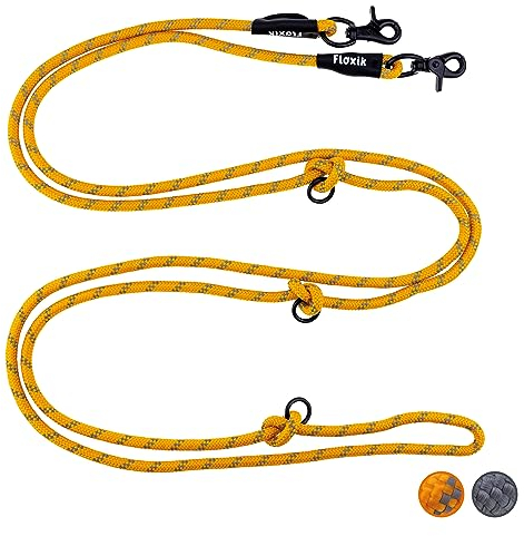 Floxik Premium Führleine für Hunde orange | Hundeleine 3m verstellbar | Tauleine für kleine & mittelgroße Hunde | Robuste und stilvolle Umhängeleine für euer gemeinsames Outdoorabenteuer