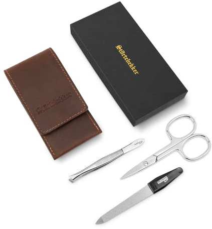 Störtebekker® Premium Nagelset - Schere, Feile, Pinzette aus rostfreiem Edelstahl - Geschenkidee - inkl. Echtleder Etui - Qualität aus Solingen, Made in Germany