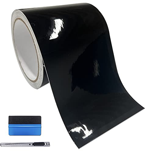 Autofolie Schwarz Glänzend - 10CMx900CM Selbstklebend Auto Folie Zierleisten Folie für Auto Motorrad Fenster Kfz Chromleisten Folierung Schwarz