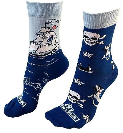 ASTRA Socken, für Damen & Herren, coole Socken aus St. Pauli, mit Seemanns-Motiven, blau, Mismatch