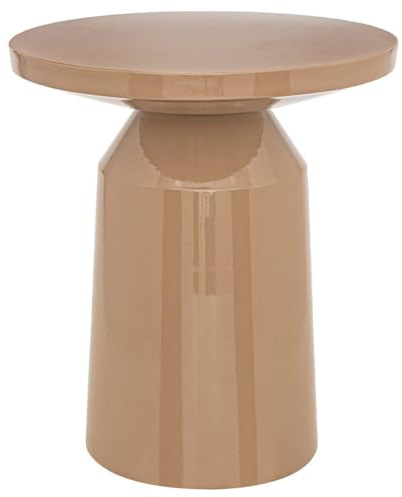 Table à café Table d'appoint Totem en métal Beige D 38 cm - Atmosphera