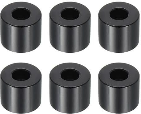 PATIKIL M5 Aluminum Spacers, 6 Pcs Metal Spacers Aluminum 5.2mm ID x 12mm OD x 10mm L Aluminum Spacer Screw Standoff Round for 1/5 or M5 Screw Bolts,Black