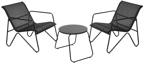 DANIEL JAMES - Juego de muebles de jardín de 3 piezas para patio, balcón y invernadero, juego de conversación para interiores y exteriores con 2 sillas y mesa, color negro