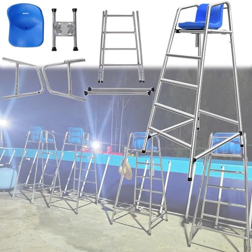 AviiSo Échelle 180 cm de Haut Chaise de Sauveteur/chaises Longues de Piscine, Amovible Piscine Siège d'équipement de sécurité pour Adultes/Enfants, Charge 300kg
