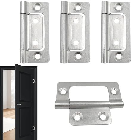4Pcs Door Hinges Rustproof Flush Hinge Removable 3 Inch Door Hinges Without Sharp Edges and Corners for Internal External Doors Cupboards Cabinets Doors Windows Cabinets Tool Boxes