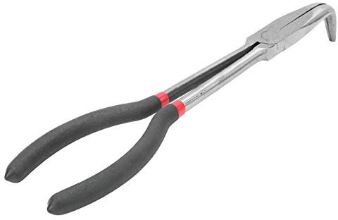 280mm Needle Nose Pliers, 11-inch Bent Nose Pliers, Tool Steel with Antislip Handle Grip Objects Deeply, Suitable for Lathe Works, Ideal for Working in Narrow Spaces, Mini Bent