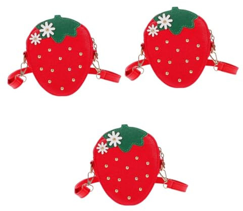 WRITWAA 3stücke Erdbeer Umhängetasche Für Mädchen Kleine Schultertasche Im Erdbeerdesign Praktisches Accessoire Für Shoppen Und Verschenken Langlebig Und Modisch