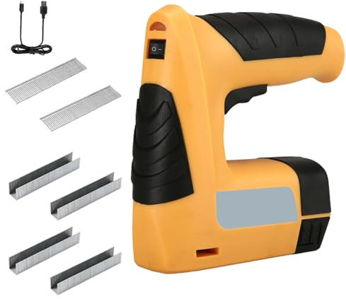 Handheld Woodworking Tool Set,Air Nail Gun for Woodworking,4.2V Power,2000Mah,Lightweight,95 Nails/Min,Safety Switch,3 Nailing Methods,3000 Staples and Quick Charger,for Upholstery Carpentry