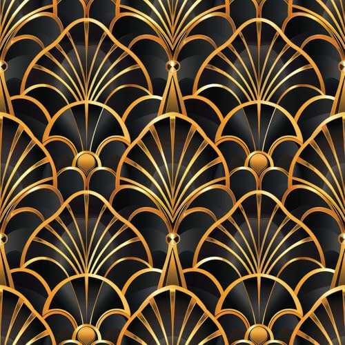 ANLIKY-Pro Papier peint autocollant à motifs géométriques sur fond noir, 44X600CM papier de contact à décoller et à coller, film décoratif amovible pour meubles d'armoires et de placards